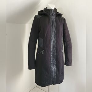 BCBGeneration Quilted Black & Faux Leather Longline Jacket size S